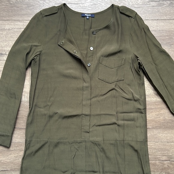 Madewell Army Green Tunic Henley Style Dress Size Medium - Picture 10 of 11